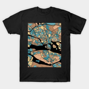 Stockholm Map Pattern in Mid Century Pastel T-Shirt